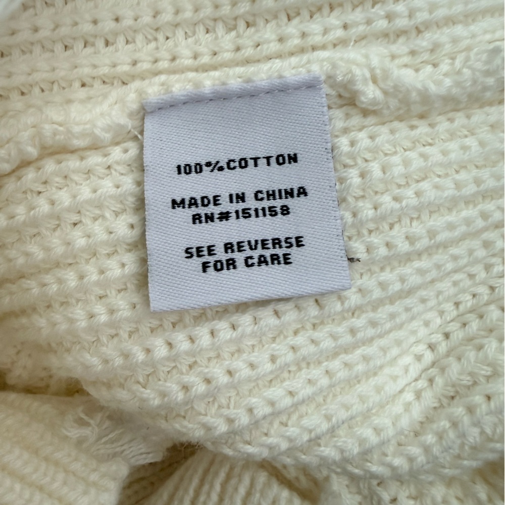 525 America 100% Cotton Distressed White Sweater Size Medium - Picture 6 of 8